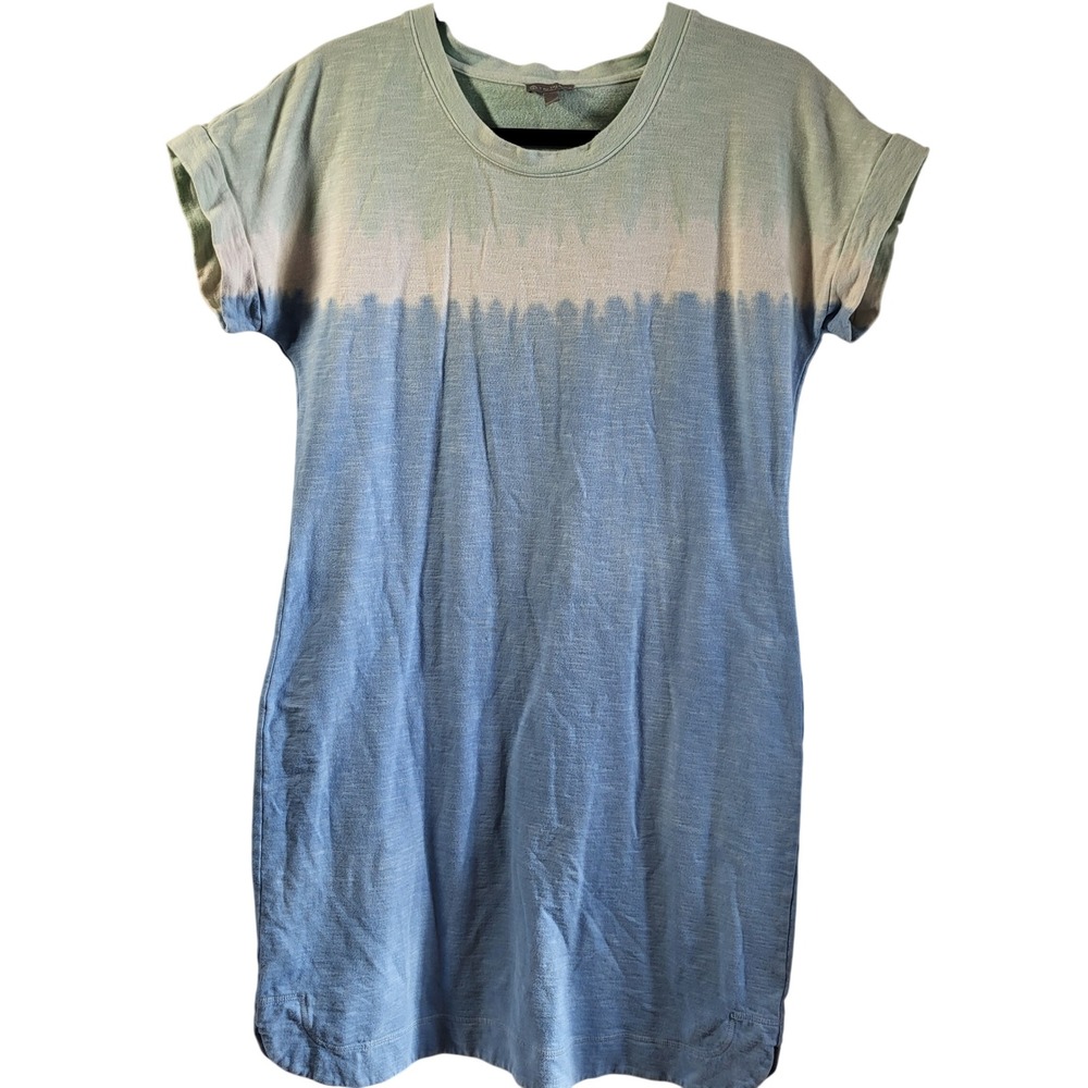 T by Talbots Tie Dye T Shirt Dress Women's Size S Blue Green Casual Short Sleeve